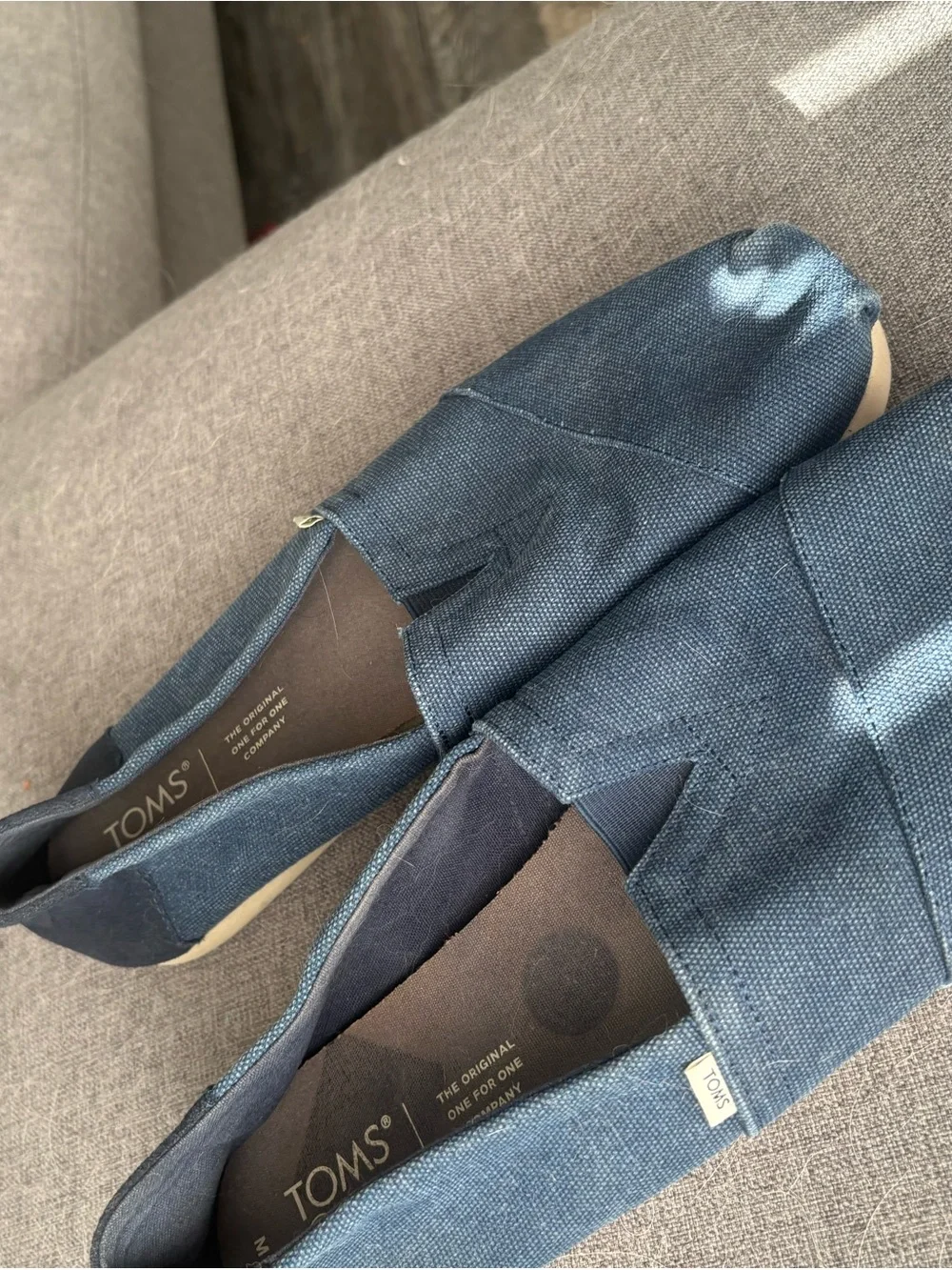 Toms Men's Slip-On Canvas Loafers in Distressed Denim Blue